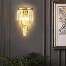 Load image into Gallery viewer, Eaton Clear Crystal Glass Wall Light Gold Frame