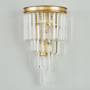 Eaton Clear Crystal Glass Wall Light Gold Frame