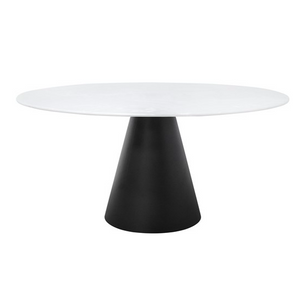 Round White Faux Marble Dining Table
