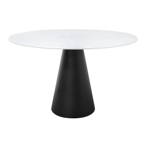 Round White Faux Marble Dining Table