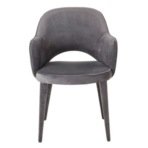 Dining Chair Grey Velvet w/ Arms