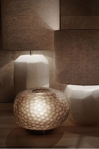 Round Cubistic Table Lamp Opal